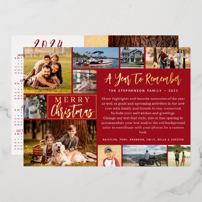 Tarjeta Festiva Con Relieve Metalizado Relieve metalizado del calendario 2024 de la 11Fot (Anverso/Reverso)