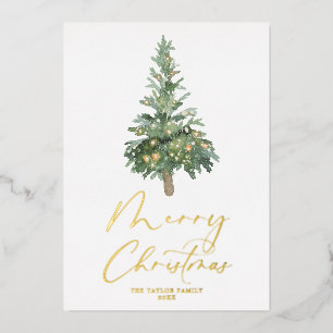 Tarjeta Festiva Con Relieve Metalizado Relieve metalizado dorado Boho del árbol acuarela