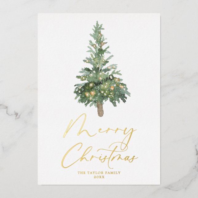 Tarjeta Festiva Con Relieve Metalizado Relieve metalizado dorado Boho del árbol acuarela  (Anverso)