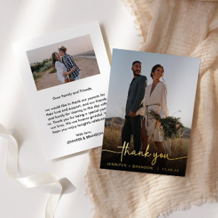 Tarjeta Festiva Con Relieve Metalizado Relieve metalizado dorado caligráfico Gracias   Fo