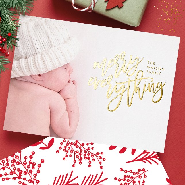 Tarjeta Festiva Con Relieve Metalizado RELIEVE METALIZADO DORADO | Merry Everything Photo (Subido por el creador)