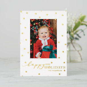 Tarjeta Festiva Con Relieve Metalizado Relieve metalizado dorado Pompoms Polka Dot Photo 