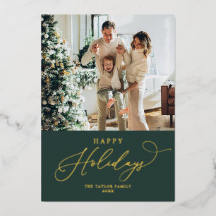 Tarjeta Festiva Con Relieve Metalizado Relieve metalizado dorado Rústico Felices Fiestas