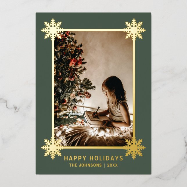 Tarjeta Festiva Con Relieve Metalizado Relieve metalizado dorado Snowflakes Holidays Reli (Anverso)