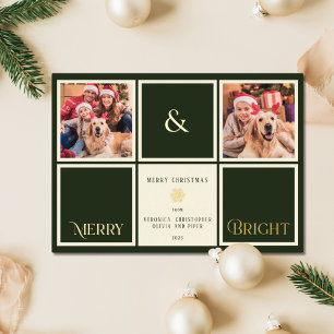 Tarjeta Festiva Con Relieve Metalizado Relieve metalizado dorado Verde De Madera Y Bosque