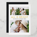 Tarjeta Festiva Con Relieve Metalizado Relieve metalizado elegante 3 foto moderna<br><div class="desc">blanco negro y Relieve metalizado 3 collage de fotos moderno divertido diseño de tarjetas de navidades familiares.</div>