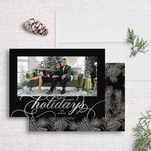 Tarjeta Festiva Con Relieve Metalizado Relieve metalizado elegante florece con escritura