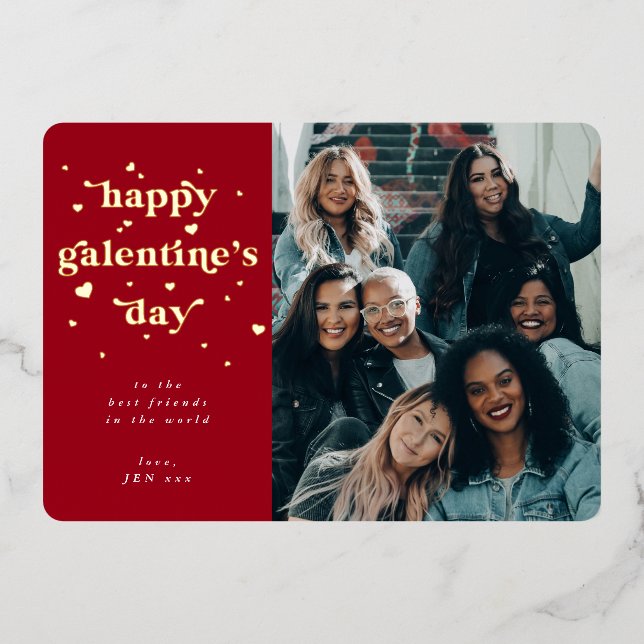 Tarjeta Festiva Con Relieve Metalizado Relieve metalizado Feliz Día de Galentine + tarjet (Anverso)