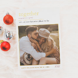 Tarjeta Festiva Con Relieve Metalizado Relieve metalizado juntos Navidades de diccionario