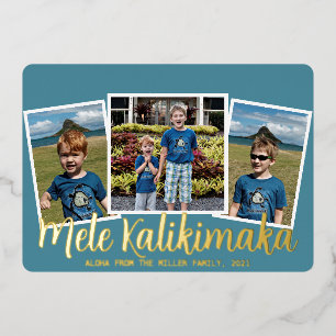 Tarjeta Festiva Con Relieve Metalizado Relieve metalizado Mele Kalikimaka Tarjeta navideñ