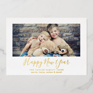 Tarjeta Festiva Con Relieve Metalizado Relieve metalizado minimalista Feliz Año Nuevo fot