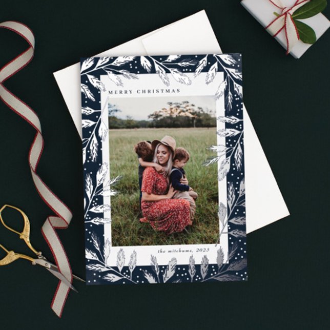 Tarjeta Festiva Con Relieve Metalizado Relieve metalizado plateado Branches 3 Navidades d (Subido por el creador)