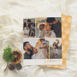 Tarjeta Festiva Con Relieve Metalizado Relieve metalizado real | Escritura a mano 4 Navid<br><div class="desc">¡Añade algo de brillo a tus tarjetas de Navidades con Relieve metalizado oro, plata o oro rosa de verdad! Este clásico y atemporal estilo metálico seguro que añade otro nivel a tus cartas. Minimalista moderno 4 tarjetas de vacaciones de Navidades de collage de fotos. La parte delantera de esta tarjeta...</div>