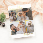 Tarjeta Festiva Con Relieve Metalizado Relieve metalizado real | Escritura a mano 4 Navid<br><div class="desc">¡Añade algo de brillo a tus tarjetas de Navidades con Relieve metalizado oro, plata o oro rosa de verdad! Este clásico y atemporal estilo metálico seguro que añade otro nivel a tus cartas. Minimalista moderno 4 tarjetas de vacaciones de Navidades de collage de fotos. La parte delantera de esta tarjeta...</div>