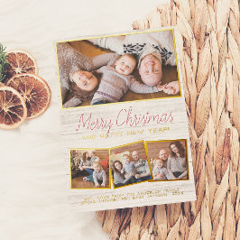 Tarjeta Festiva Con Relieve Metalizado Relieve metalizado real | Feliz Navidad Rustic Woo