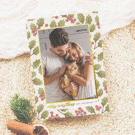 Tarjeta Festiva Con Relieve Metalizado Relieve metalizado real | Merry Everything Navidad