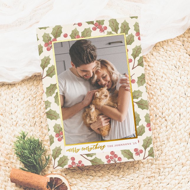 Tarjeta Festiva Con Relieve Metalizado Relieve metalizado real | Merry Everything Navidad (Subido por el creador)