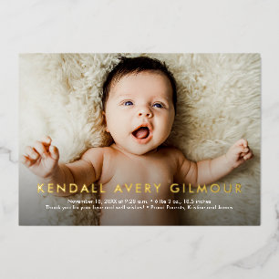 Tarjeta Festiva Con Relieve Metalizado Relieve metalizado real Nombre del bebé 2 Fotos Pe