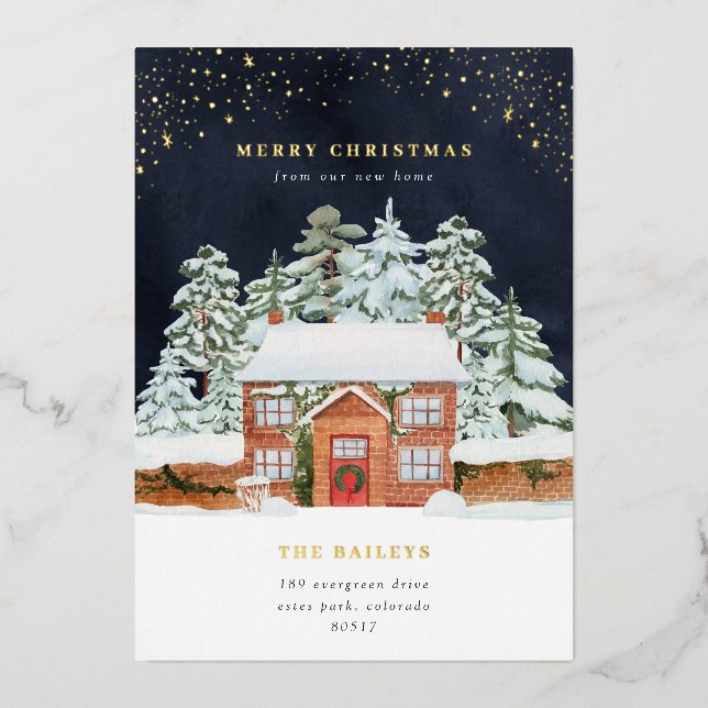 Tarjeta Festiva Con Relieve Metalizado Relieve metalizado vacaciones nocturnas vacaciones (Anverso)