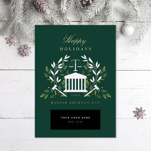 Tarjeta Festiva Con Relieve Metalizado Relieve metalizado Verde de la firma de abogados c