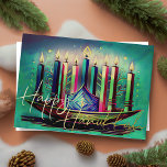 Tarjeta Festiva Con Relieve Metalizado Resumen Dibujar Menorah Feliz Hanukkah Azul<br><div class="desc">Resumen Dibujar Menorah Feliz Hanukkah Azul</div>