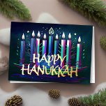 Tarjeta Festiva Con Relieve Metalizado Resumen Dibujar Menorah Feliz Hanukkah Coloroso<br><div class="desc">Resumen Dibujar Menorah Feliz Hanukkah Coloroso</div>