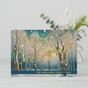 Tarjeta Festiva Con Relieve Metalizado Resumen divertido invierno maravilla invierno Snow