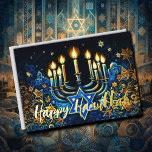 Tarjeta Festiva Con Relieve Metalizado Resumen Menorah Happy Hanukkah<br><div class="desc">Artículos con temática navideña diseñados por Umua. Impreso y enviado por Zazzle o sus afiliados.</div>