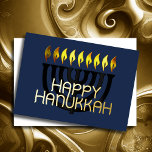 Tarjeta Festiva Con Relieve Metalizado Resumen moderno Menorah Amarillo negro<br><div class="desc">Resumen moderno Menorah Amarillo negro</div>
