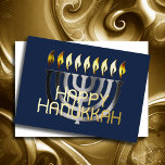 Tarjeta Festiva Con Relieve Metalizado Resumen moderno Menorah Gray<br><div class="desc">Resumen moderno Menorah Gray</div>