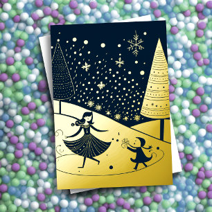 Tarjeta Festiva Con Relieve Metalizado Resumen Navidades Relieve metalizado dorado de Ilu