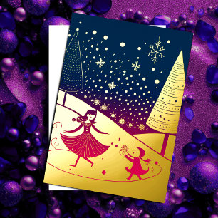 Tarjeta Festiva Con Relieve Metalizado Resumen Navidades Tema Ilustracion Oro Rosa