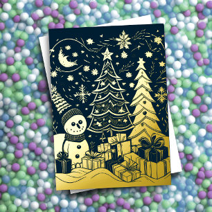 Tarjeta Festiva Con Relieve Metalizado Resumen Navidades Tema Relieve metalizado dorado S