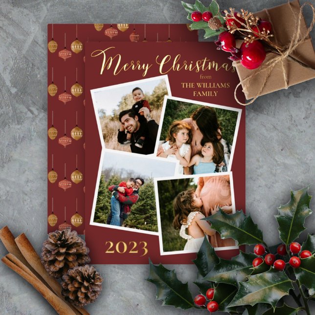 Tarjeta Festiva Con Relieve Metalizado Retro Baubles Feliz Navidad 4 Photo Dk Berry Foi (Subido por el creador)