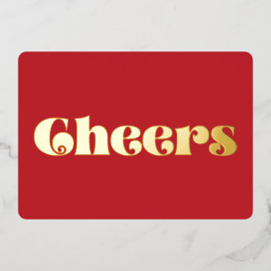 Tarjeta Festiva Con Relieve Metalizado Retro Vintage Simple Salud Rojo y Dorado