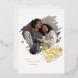 Tarjeta Festiva Con Relieve Metalizado Robó Mi Corazón Foto Personalizada Día de San Vale