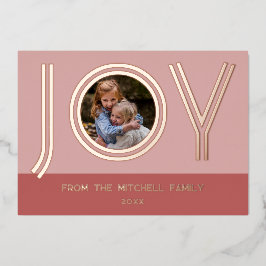 Tarjeta Festiva Con Relieve Metalizado Rosa de oro Minimalista rosa Rubor con estilo pers