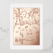 Rosa Dorado Papel de Aluminio Gatos Árbol Navidad