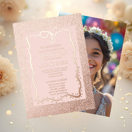 Tarjeta Festiva Con Relieve Metalizado Rosa espumoso Relieve metalizado dorado Quinceañer