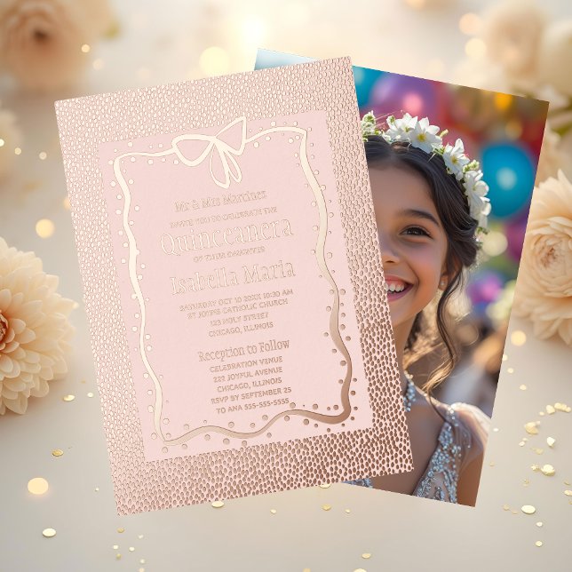 Tarjeta Festiva Con Relieve Metalizado Rosa espumoso Relieve metalizado dorado Quinceañer (Subido por el creador)