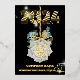 Tarjeta Festiva Con Relieve Metalizado Rosa minimalista moderna elegante, nombre de la em