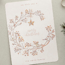 Rosa Oro Presión Wreath Feliz Navidad