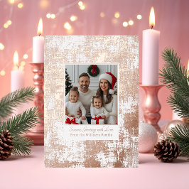 Tarjeta Festiva Con Relieve Metalizado Rosa Retro Navidades de Relieve metalizado dorado