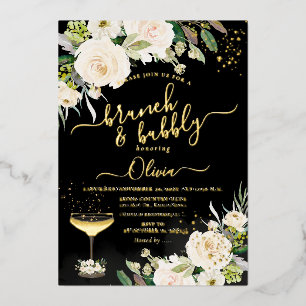 Tarjeta Festiva Con Relieve Metalizado Rosas de brunch bubbly de ArtsApp H2 Alabaster Cre