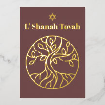 Rosh Hashanah Hoja de Oro Árbol de la Vida Polvori