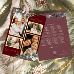 Tarjeta Festiva Con Relieve Metalizado Ruby Red Greenery Vintage Cuatro Collages de fotos<br><div class="desc">Bienvenido a nuestro encantador diseño de tarjetas de vacaciones de Relieve metalizado Ruby Red Greenery Vintage Four Collages de fotos, donde el encanto vintage se une a la elegancia moderna. Este diseño presenta una vegetación acuática intrincada y una caligrafía sutilmente elegante, con una tipografía sencilla, que refleja la esencia de...</div>