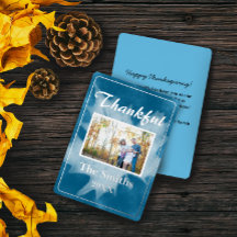 Rústica acuarela Azul Caída Foto Acción de Gracias