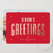 Saludo de Temporada de Rojo Brillante con Estrella