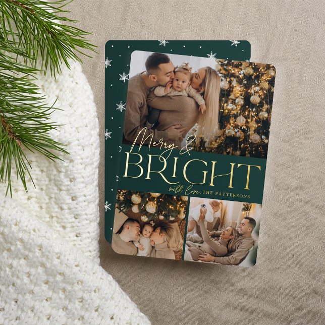 Tarjeta Festiva Con Relieve Metalizado Saludo festivo | Merry & Bright 3 Photo (Subido por el creador)