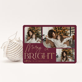 Tarjeta Festiva Con Relieve Metalizado Saludo festivo | Merry & Bright 3 Photo